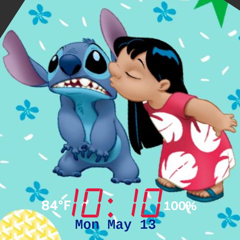Lilo and Stitch kiss • Facer: the world's largest watch face platform